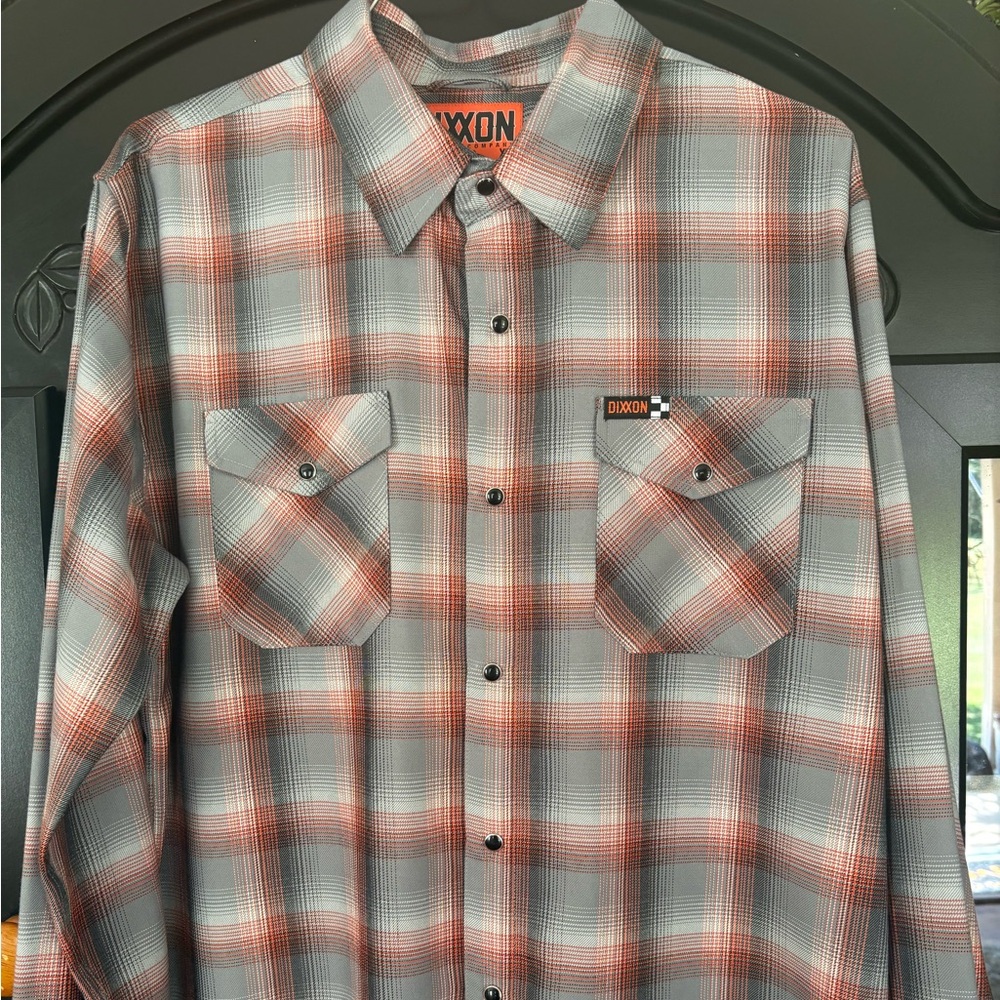 DIXXON Plaid Flannel Shirt in Gray and Orange XLT